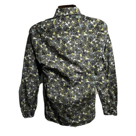 Jared Lang Mens Paisley Button Front Casual Dress Shirt Medium Cotton - Picture 4 of 11